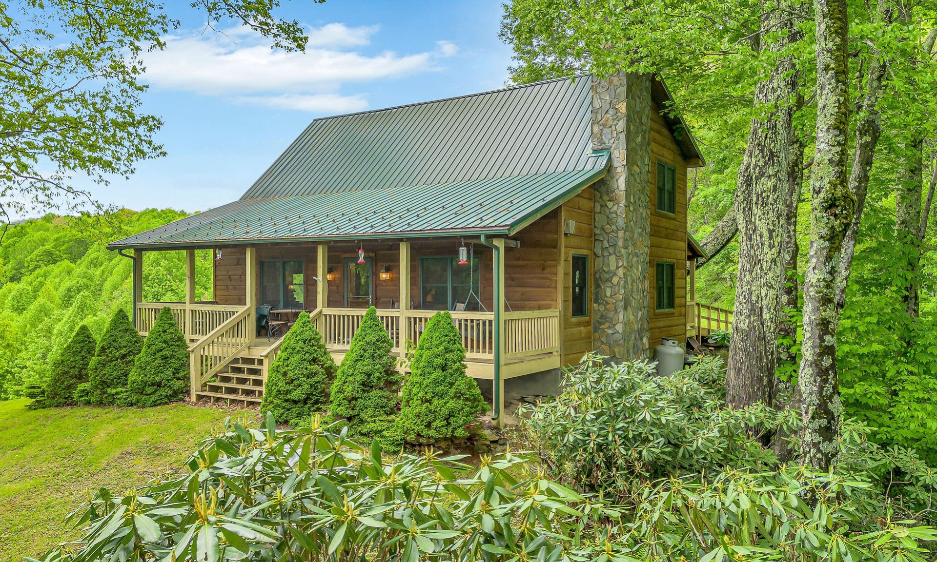Sweet serenity awaits at this picturesque cabin.